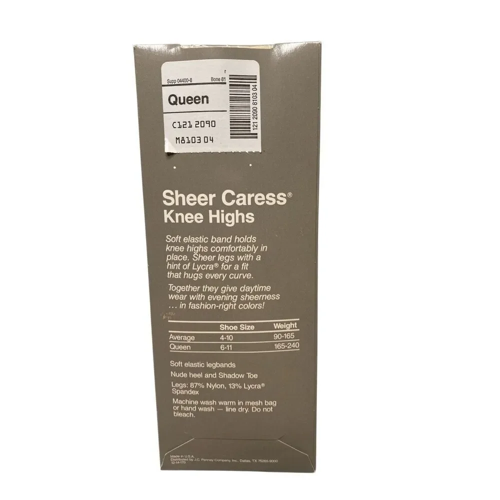 Worthington Sheer Caress Knee Highs Bone Queen Shadow Toe Hosiery New Everyday